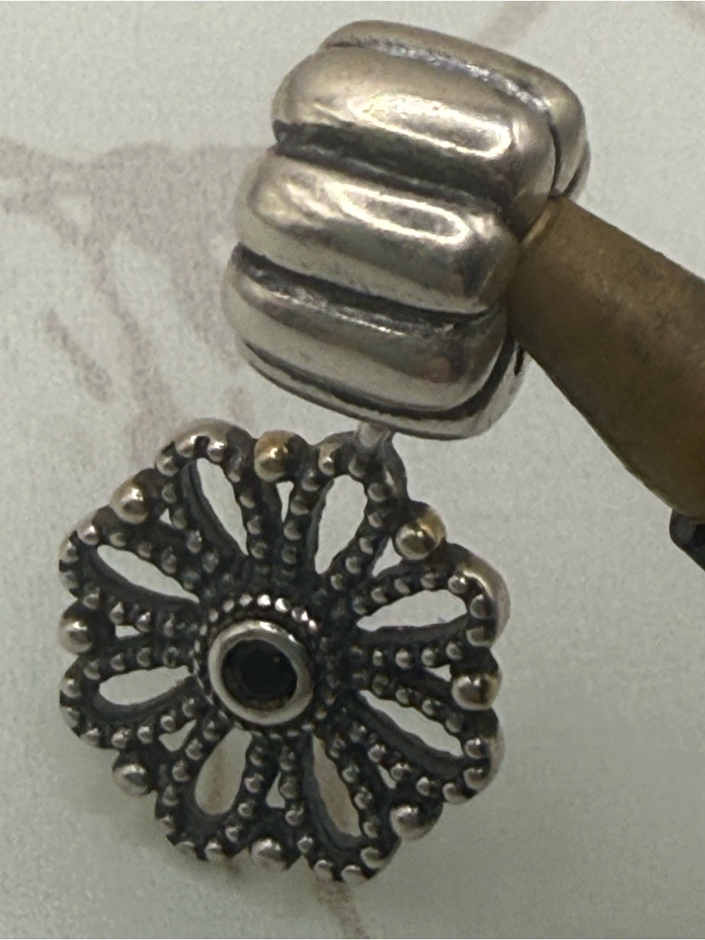 Pandora very Old, Retired & Disc Black Zirconia Charm CLIP Dangle